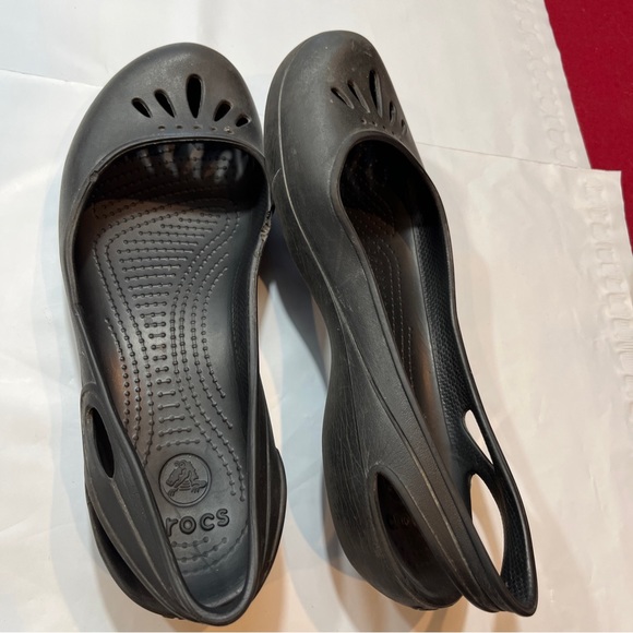Crocs black ballet kadee flats SIZE 10 Slip On dressy Cutouts Comfortable Womens - Picture 8 of 11